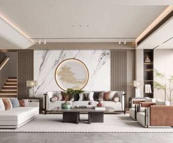 New Chinese Style A Living Room-ID:626890775