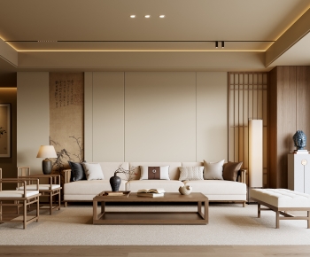 New Chinese Style A Living Room-ID:572422982