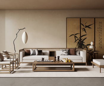 New Chinese Style A Living Room-ID:965598116