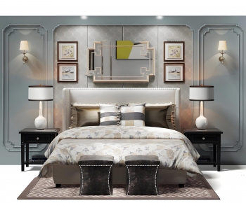Simple European Style Double Bed-ID:723325013
