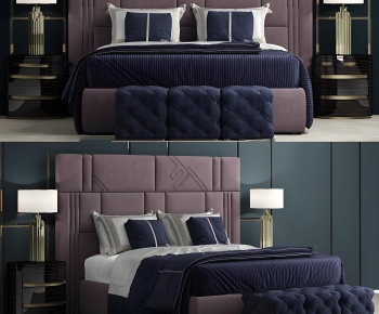 Simple European Style Double Bed-ID:545217999