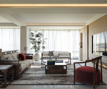 New Chinese Style A Living Room-ID:681576973