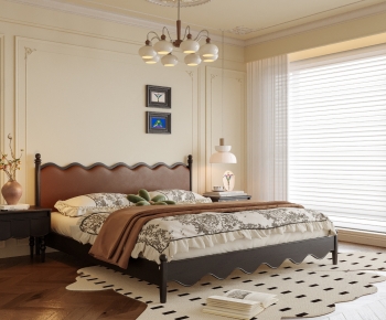 French Style Retro Style Double Bed-ID:256295929