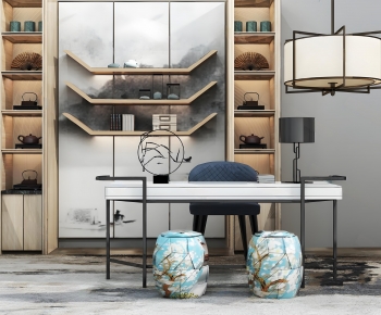New Chinese Style Computer Desk And Chair-ID:319900533