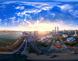 HDR晨曦黄昏城市全景-ID:628817081