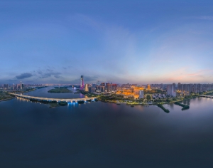 HDR晨曦黄昏城市全景-ID:614737999