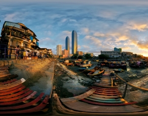 HDR晨曦黄昏城市夜景全景-ID:320571909