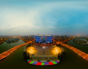 HDR晨曦黄昏城市夜景全景-ID:578512914
