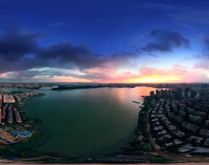 HDR黄昏晨曦城市全景-ID:877794985