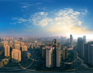 HDR黄昏晨曦城市全景-ID:200167894