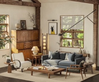 Wabi-sabi Style A Living Room-ID:379834894