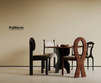 Poliform法式中古风圆形餐桌椅组合-ID:220365054