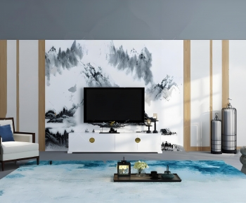 New Chinese Style TV Wall-ID:163671975