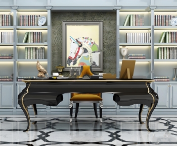 European Style Computer Desk And Chair-ID:773067954