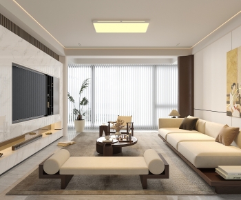New Chinese Style A Living Room-ID:423125987