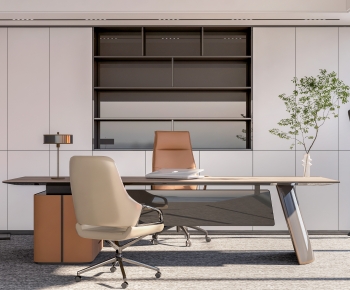 Modern Office Desk And Chair-ID:555166961
