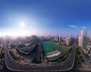 HDR城市工地建筑鸟瞰全景-ID:996613988