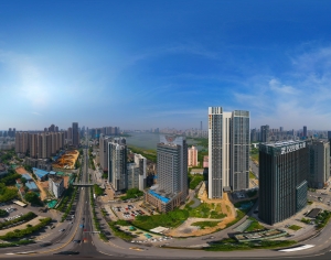 HDR城市建筑鸟瞰全景-ID:611390115