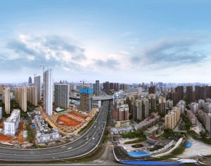 HDR城市建筑鸟瞰全景-ID:652638914