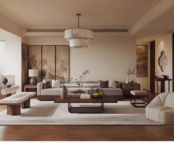 New Chinese Style A Living Room-ID:241444112