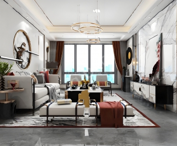 New Chinese Style A Living Room-ID:664140943