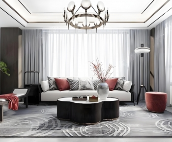 New Chinese Style A Living Room-ID:610630048