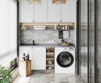 Modern Balcony Laundry Room-ID:348858876