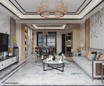 New Chinese Style A Living Room-ID:852042913