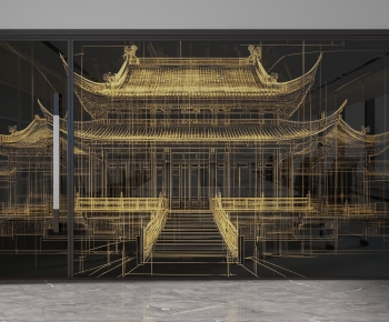 New Chinese Style Glass Screen Partition-ID:400397067