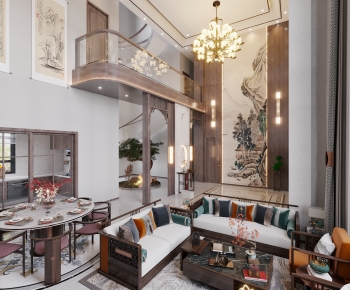 New Chinese Style A Living Room-ID:134971147
