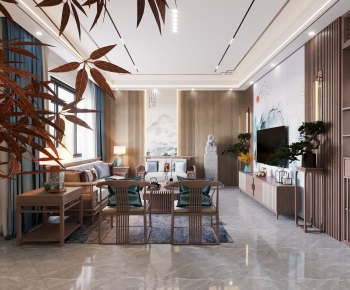 New Chinese Style A Living Room-ID:355124009