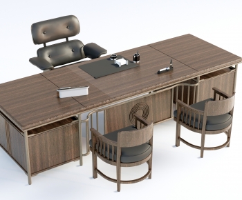 New Chinese Style Office Desk And Chair-ID:963408984