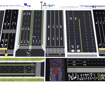现代市政道路标识划线组合-ID:620338992