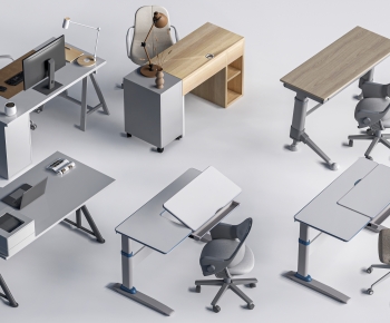Modern Office Desk And Chair-ID:735089064