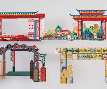New Chinese Style Facade Element-ID:342917927