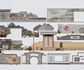 New Chinese Style Landscape Wall-ID:113292931