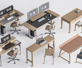 Modern Computer Desk And Chair-ID:489145041