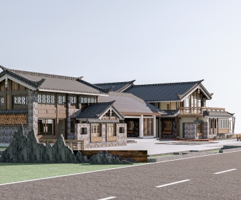 New Chinese Style Appearance Of Commercial Building-ID:487320492