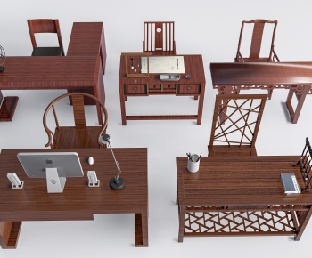 Chinese Style Computer Desk And Chair-ID:176156045
