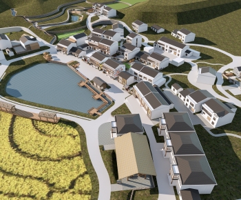 New Chinese Style Architectural Bird's-eye View Planning-ID:414237029