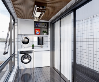 Modern Balcony Laundry Room-ID:455470115
