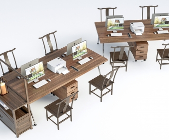 New Chinese Style Office Desk And Chair-ID:203844074