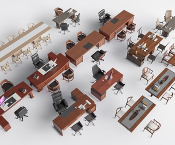 Chinese Style Office Desk And Chair-ID:887911084