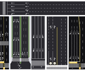 现代市政道路标识划线组合-ID:549993041