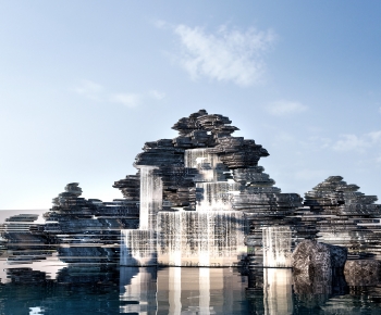 New Chinese Style Rockery Waterscape-ID:375715972