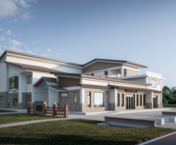 New Chinese Style Building Appearance-ID:717392928