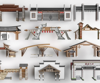 New Chinese Style Facade Element-ID:457370041