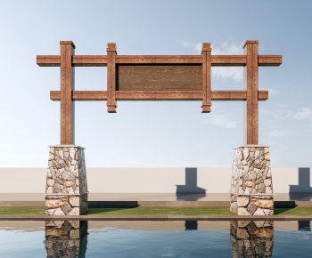 New Chinese Style Facade Element-ID:258172998