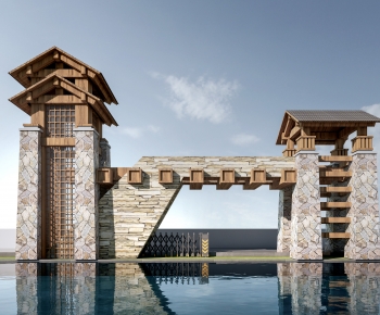 New Chinese Style Facade Element-ID:835356958