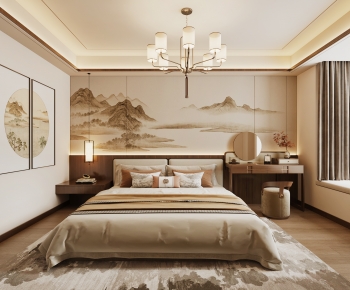 New Chinese Style Bedroom-ID:987586984